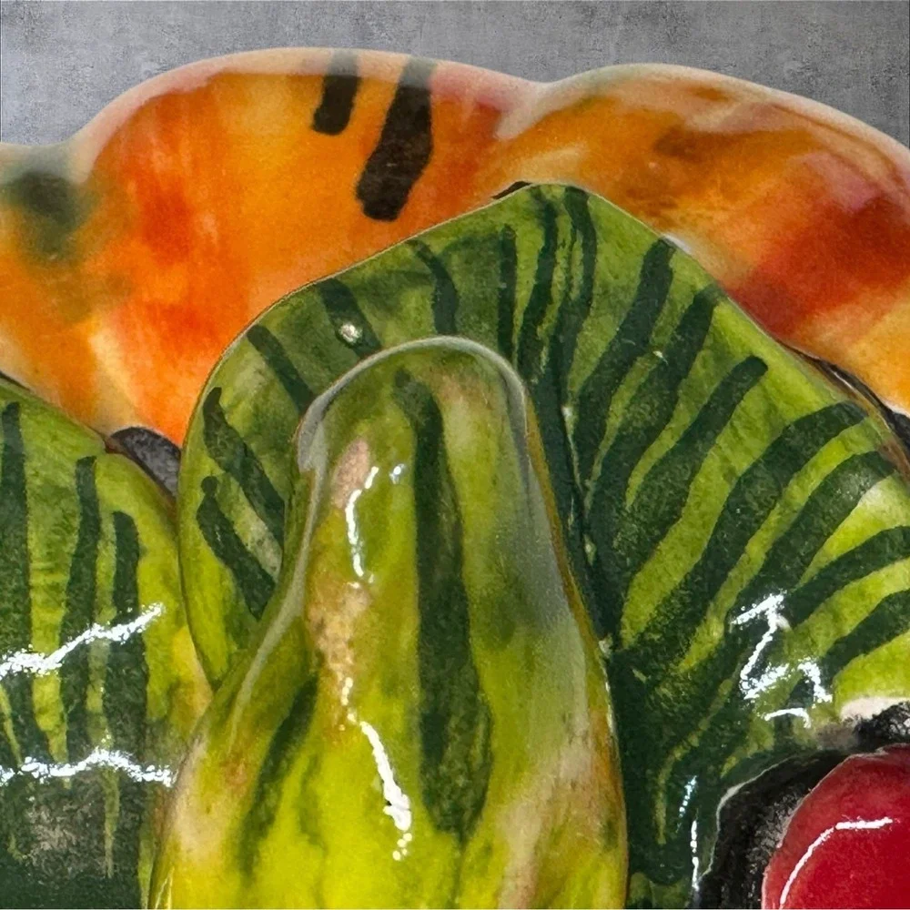 Hand Painted Ceramic Pumpkin Jack-O-Lantern H. MEX Mexican‎ Folk Art 7